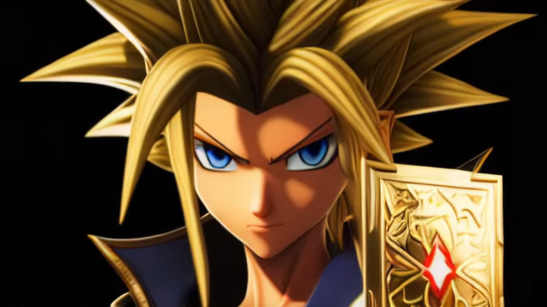 Yami Yugi holding a card