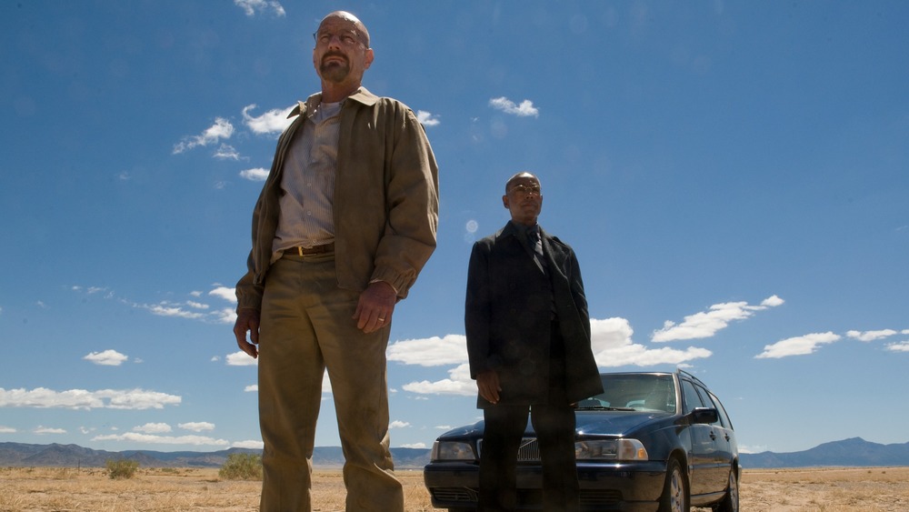 Walter White (Bryan Cranston) and Gus Fring (Giancarlo Esposito) in a scene from Breaking Bad