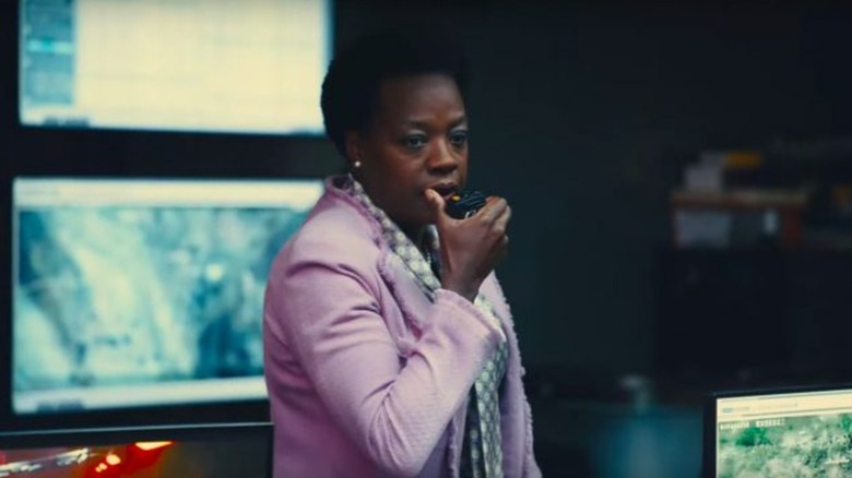 Amanda Waller talking into a mic