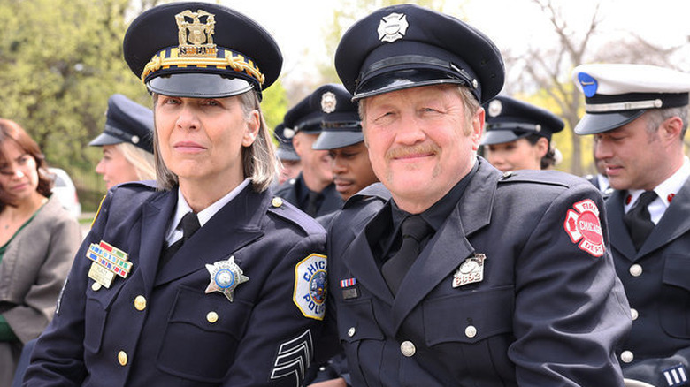 Trudy Platt and Christian Stolte in uniforms