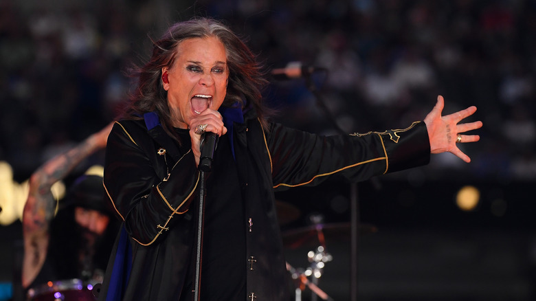 Ozzy Osbourne performing at NFL game