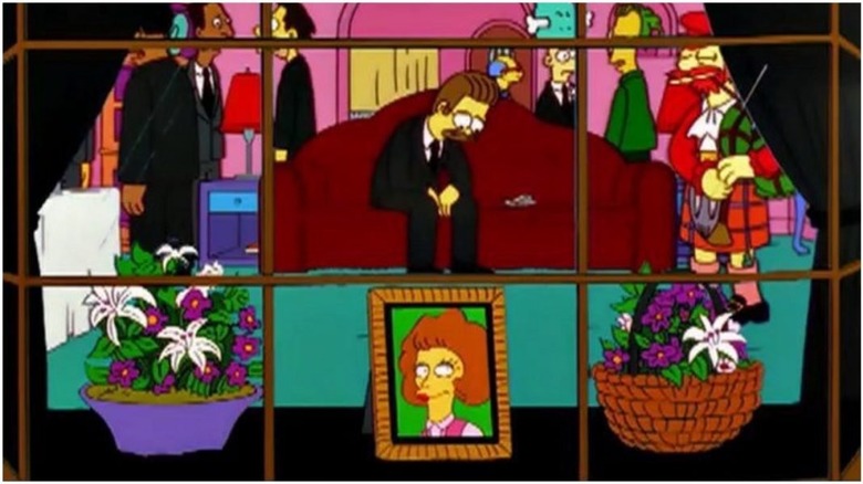 Flanders mourning Maude on The Simpsons