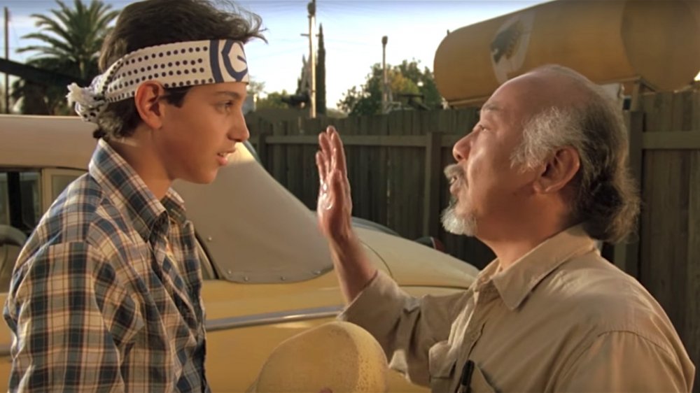 Ralph Macchio and Pat Morita in The Karate Kid