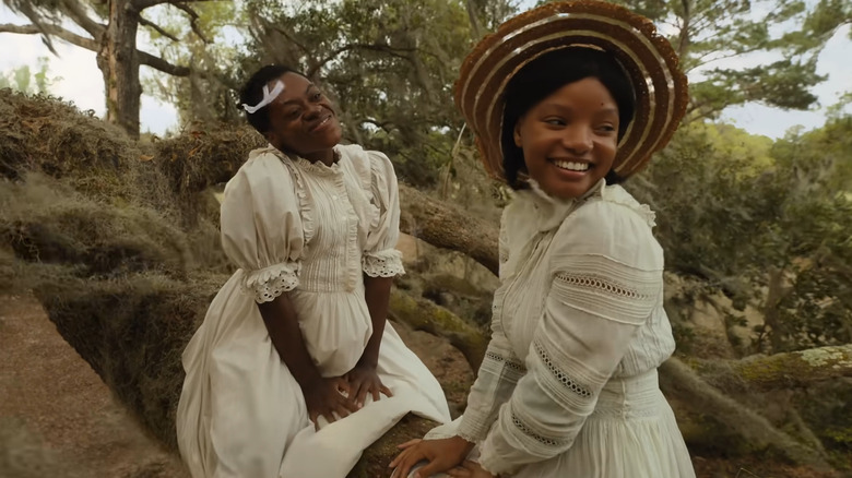 Halle Bailey and Phylicia Pearl Mpasi smiling