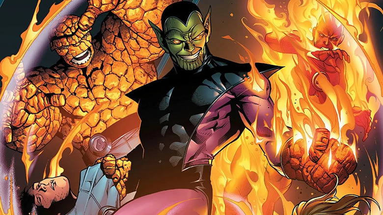 Super-Skrull fights the Fantastic Four