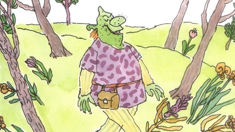 Shrek walks along in book