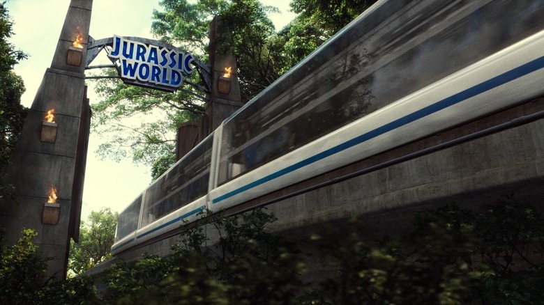 Jurassic World gates opening for monorail