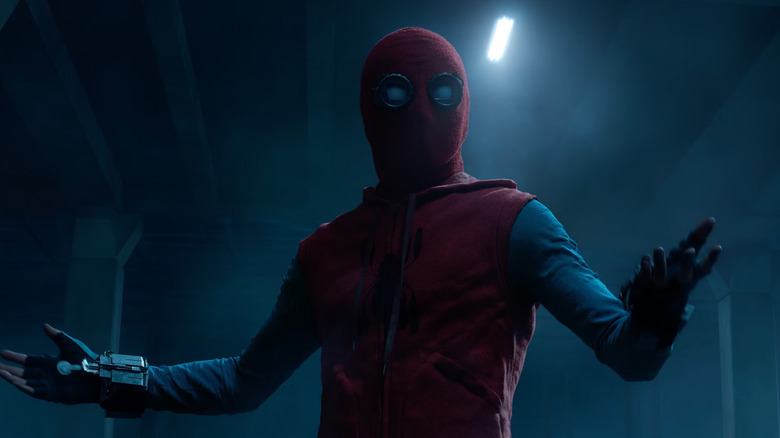 Peter shows off his custom-made Spider-Man costume in Spider-Man: Homecoming (2017)