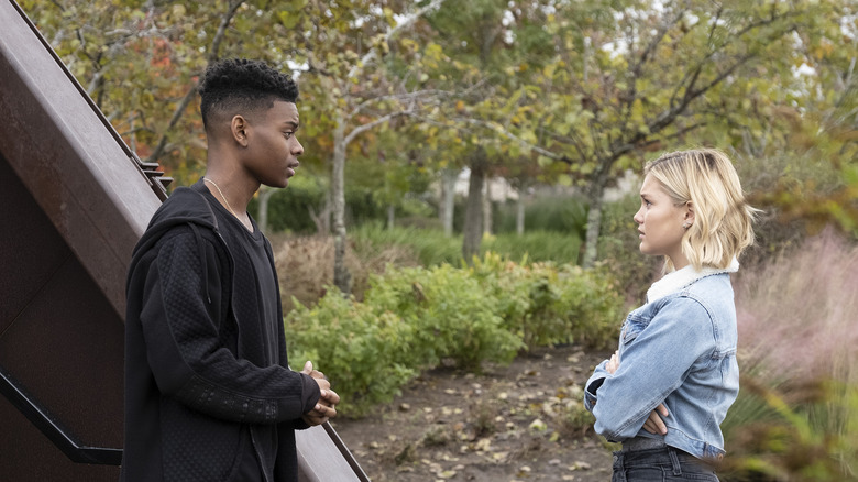 Aubrey Joseph and Olivia Holt talking