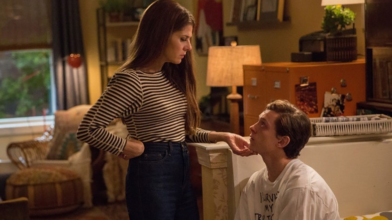 Aunt May looking at Peter Parker