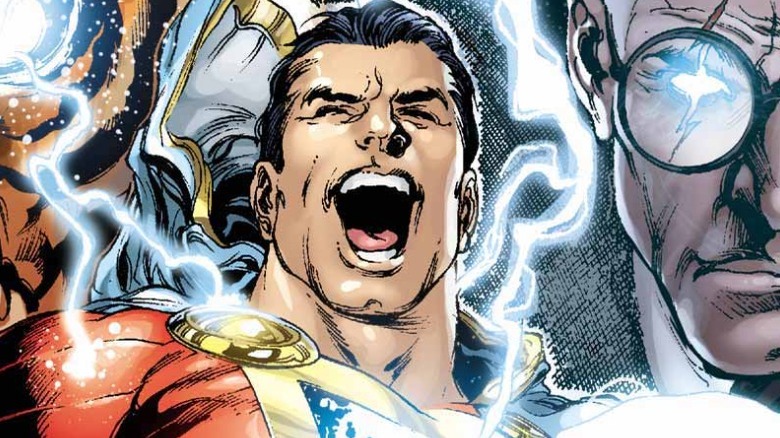 Shazam with mouth open