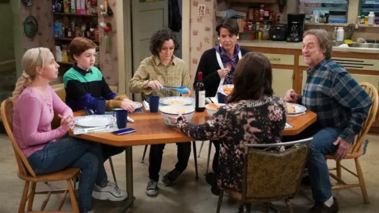 The Conners having dinner