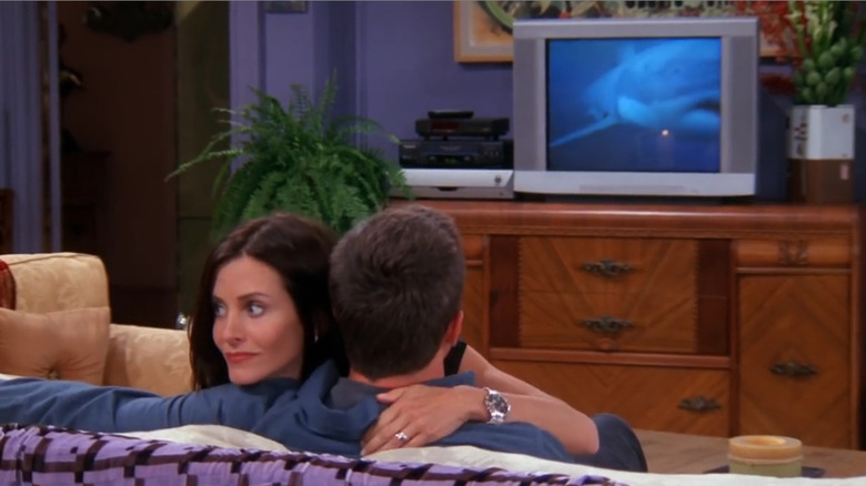 Monica and Chandler during shark show