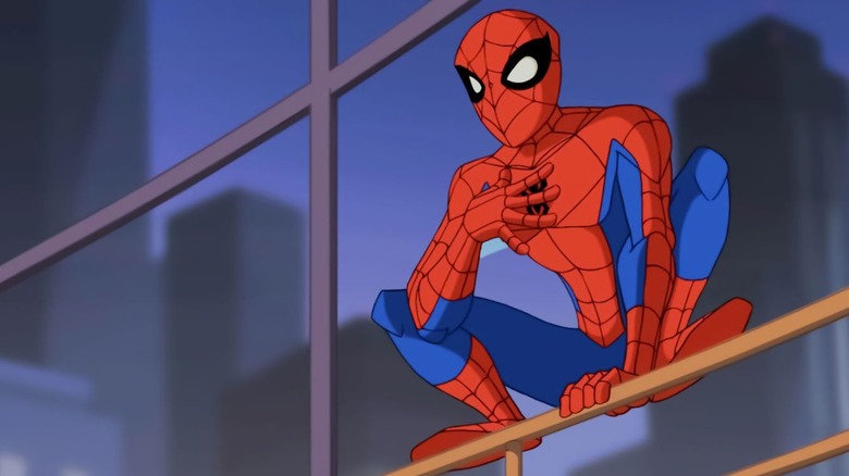 Spider-Man sitting on the ledge