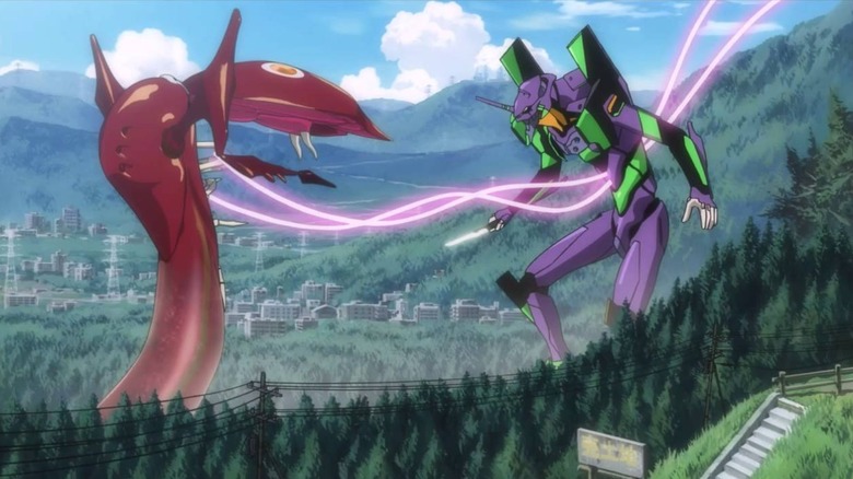 Shamshell and EVA Unit 01 fight