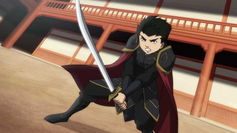 Son of Batman Damian Wayne holding a sword