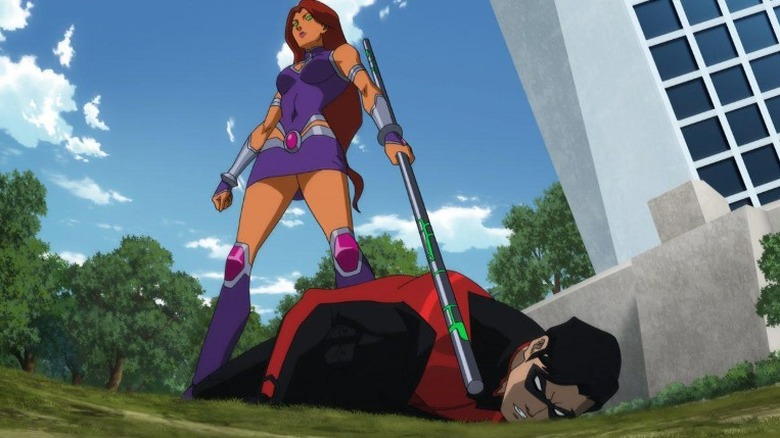 Teen Titans: The Judas Contract Nightwing pinned by Starfire