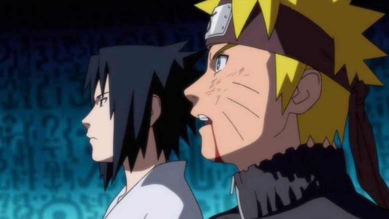 Naruto and Sasuke looking in awe