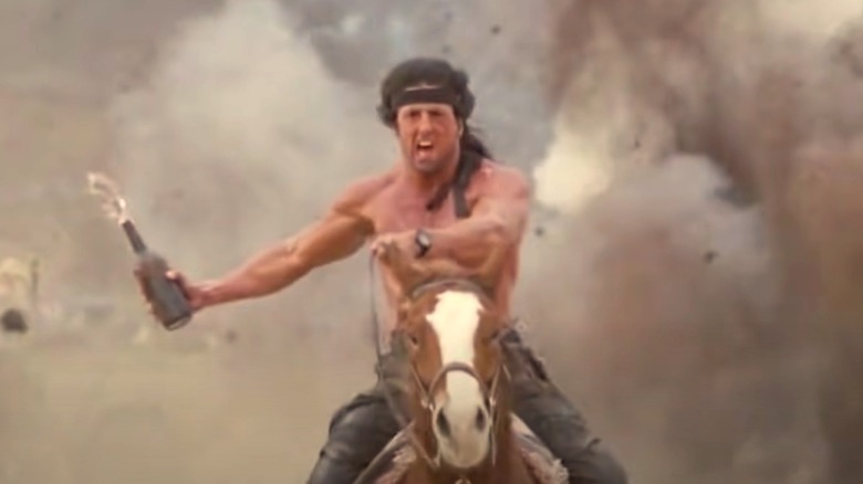 Rambo riding a horse