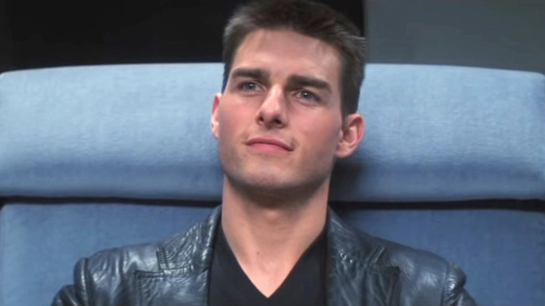 Ethan Hunt sitting on a blue seat