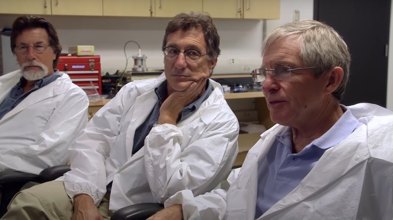 Rick Lagina, Marty Lagina and Craig Tester in lab coats