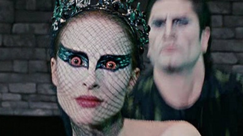 Natalie Portman dancing in Black Swan, eyes red and frightening