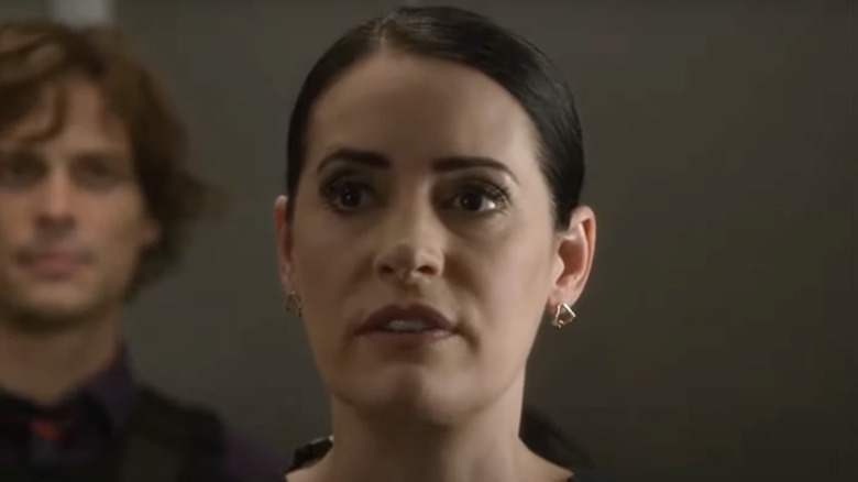 Paget Brewster looking confused 