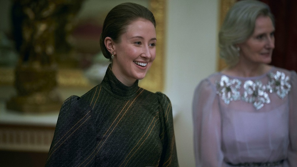 Princess Anne (Erin Dohertry) laughs on The Crown season 4