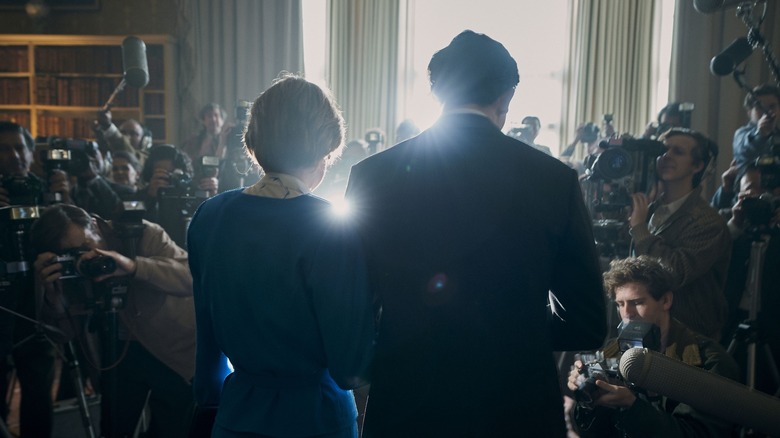 Prince Charles and Princess Diana face the cameras on The Crown