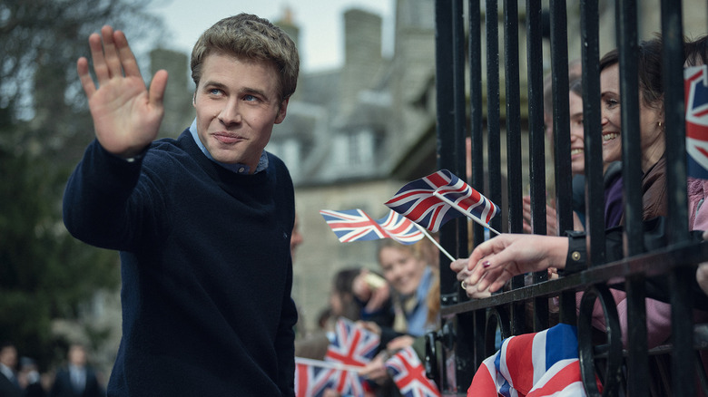 Prince William waving to crowds