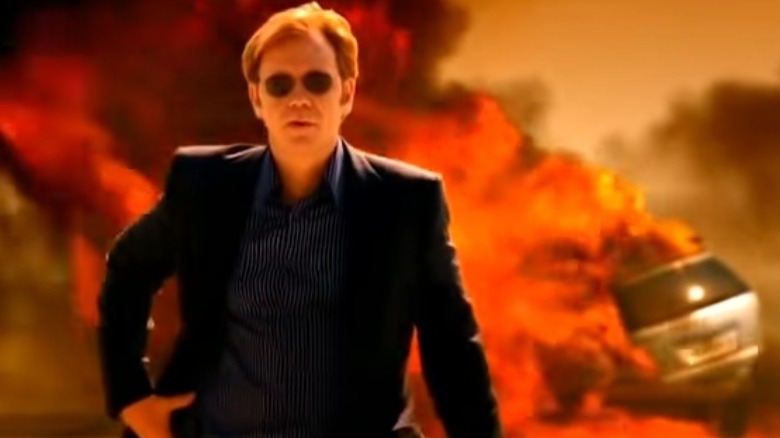 Horatio Caine walking away from an explosion