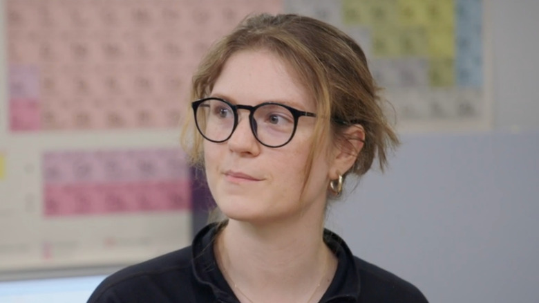 Emma Culligan in the Oak Island lab on The Curse of Oak Island (2014-present)