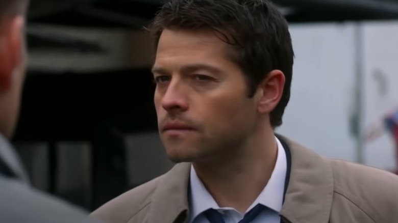 Misha Collins looking skeptical in Supernatural