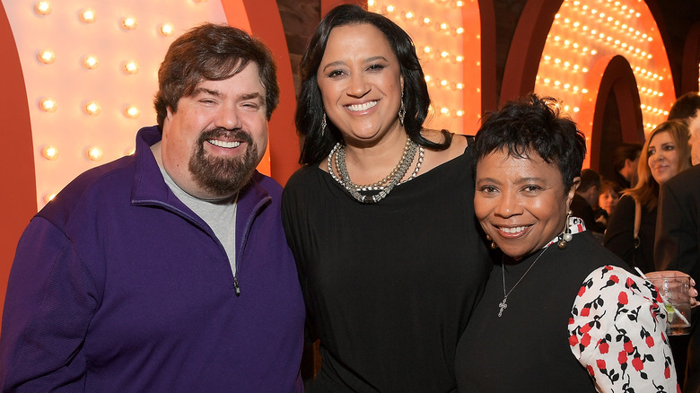 Dan Schneider posing for photo with Nickelodeon and Viacom executives