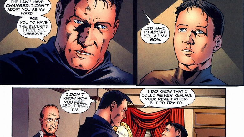 Bruce Wayne adopts Tim Drake