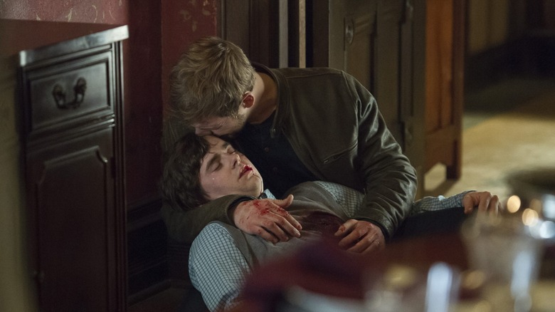 Dylan holding Norman in Bates Motel