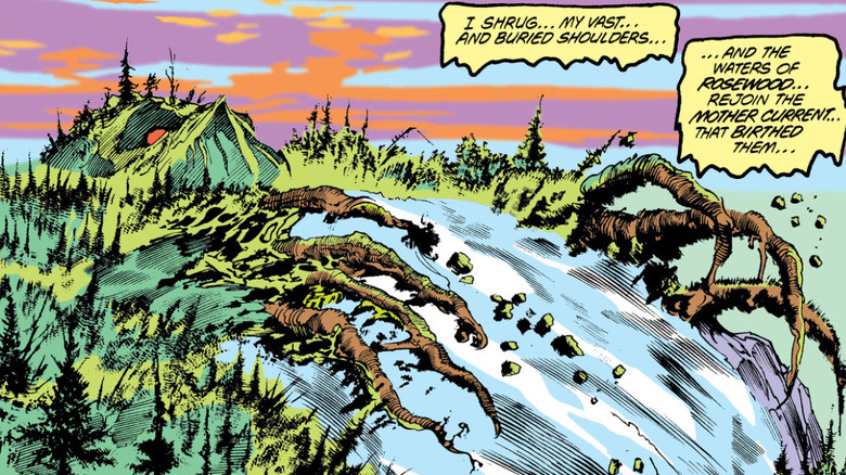 Swamp Thing becomes the landscape in "Swamp Thing Vol 2 #39"