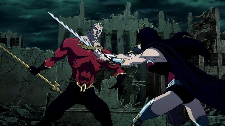 Aquaman fighting Wonder Woman