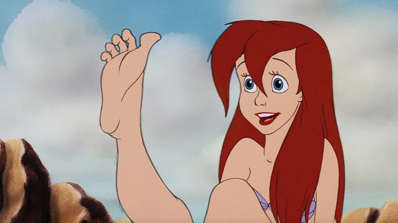 Ariel checking out her legs