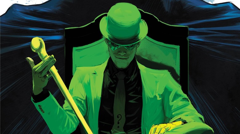 Riddler sitting on a throne