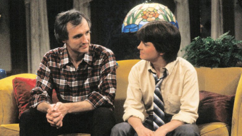 Michael J. Fox and Michael Gross in Family Ties