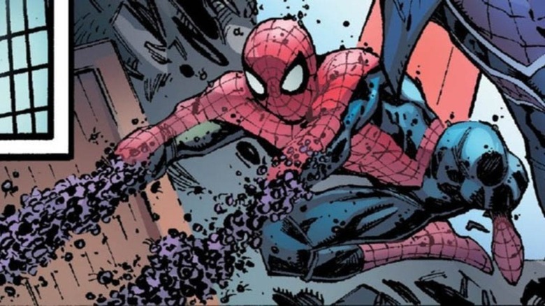 Spiders-Man's arms changing to spiders