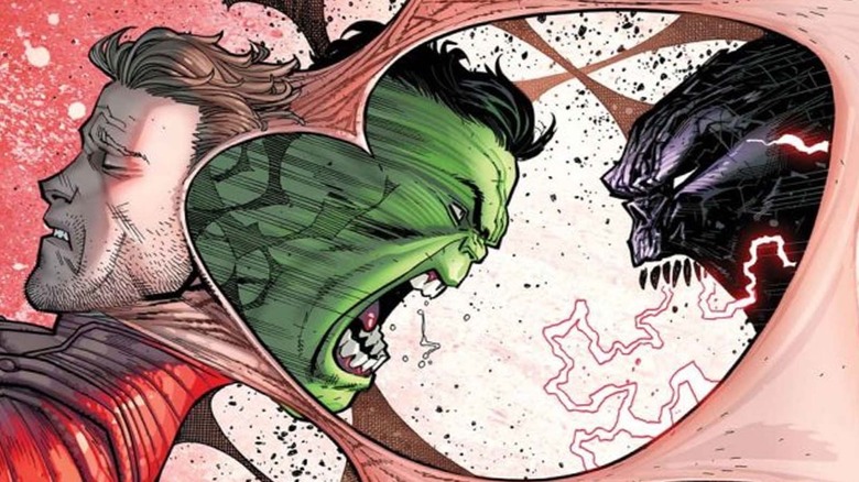 Dr. Strange, Hulk, and Titan fighting mentally