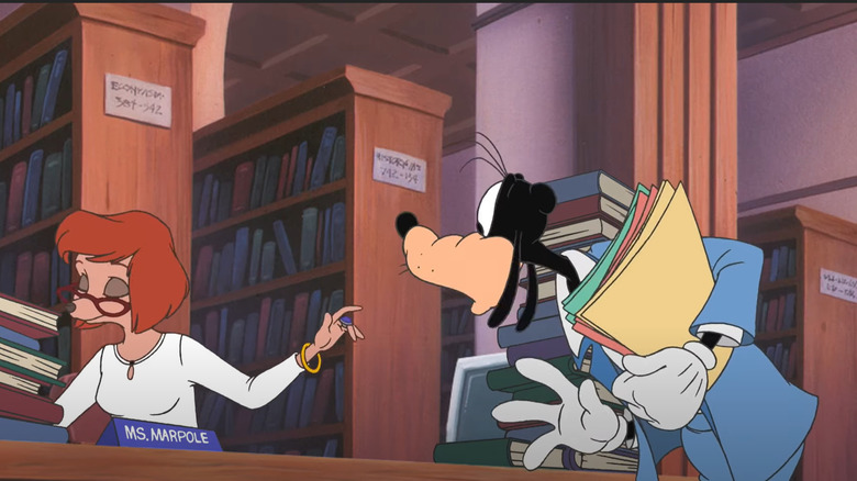 Sylvia talking to Goofy