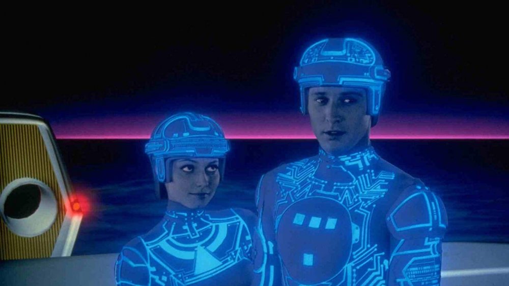 Cindy Morgan and Bruce Boxleitner as Yori and Tron in Tron (1982)