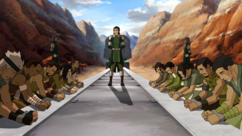 Kuvira's troops making the pledge