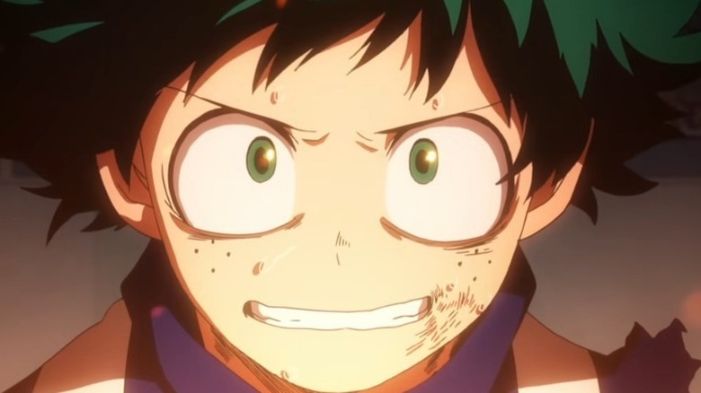 Deku forcing a smile against Todoroki