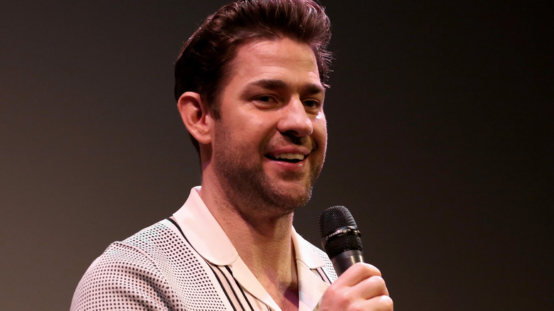 John Krasinski speaking at a public screening