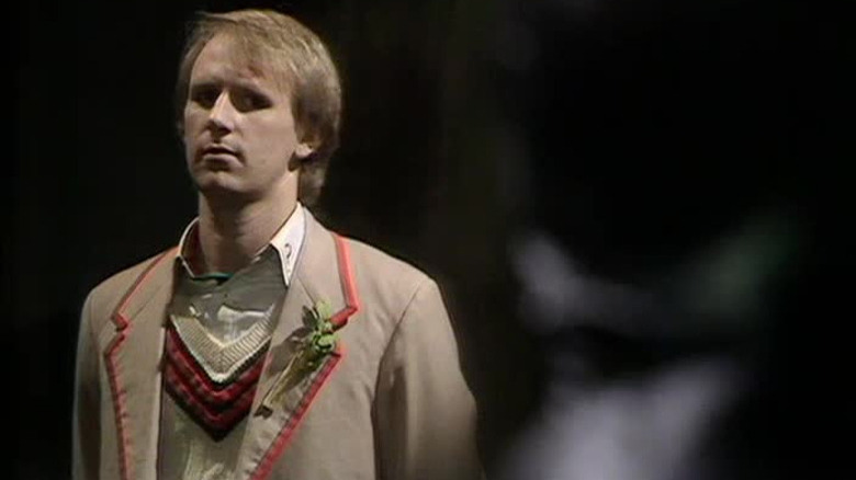 The 5th Doctor staring seriously