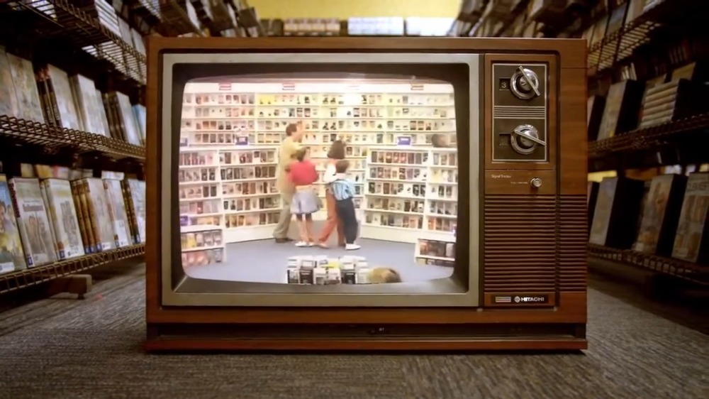 Old TV in video rental store